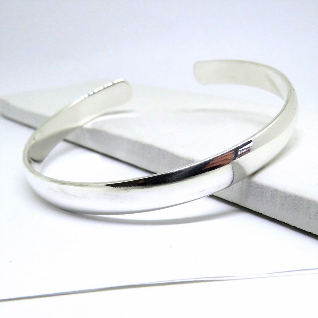 Chunky Sterling Silver Plated Bangle – Adjustable Statement Gift