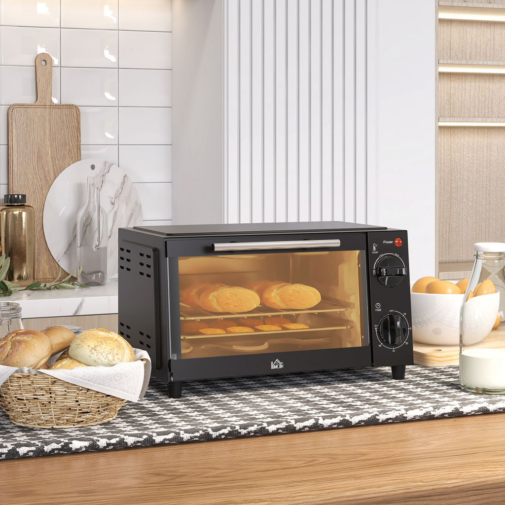 9L Mini Oven: 750W Countertop Toaster & Grill with Glass Window