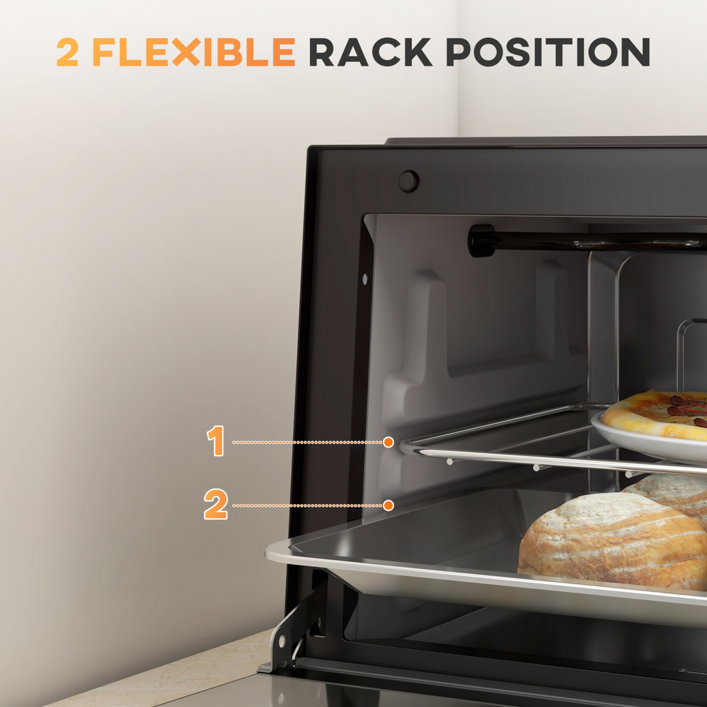 9L Mini Oven: 750W Countertop Toaster & Grill with Glass Window