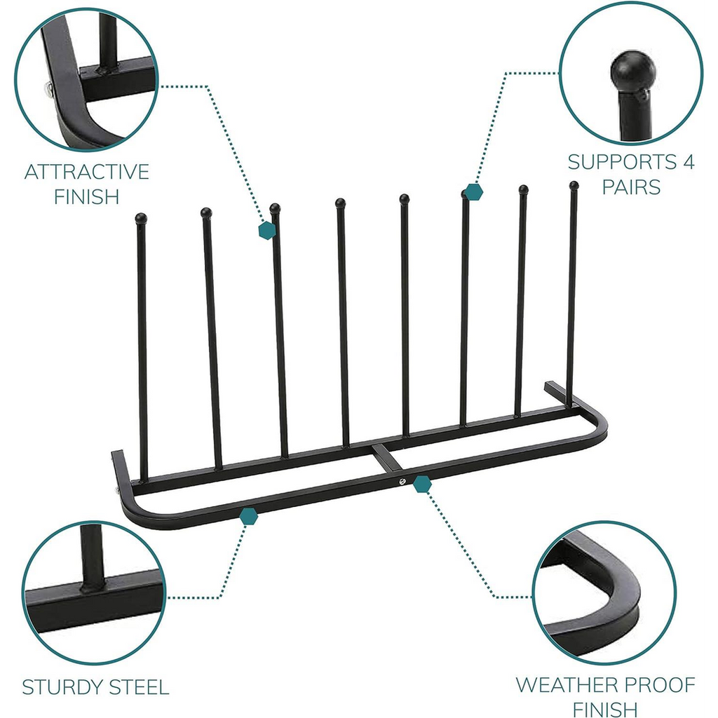 4 Pair Black Boot Shoe Welly Stand Storage Organizer