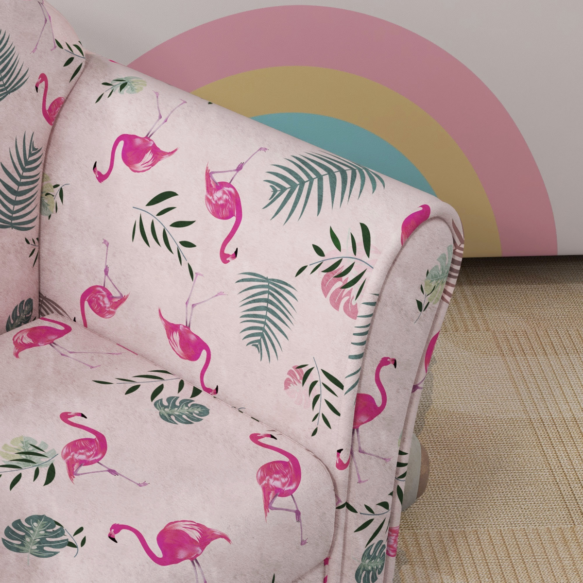 AIYAPLAY Kids Sofa Chair with Flamingo Design for Bedroom, Playroom, Pink
