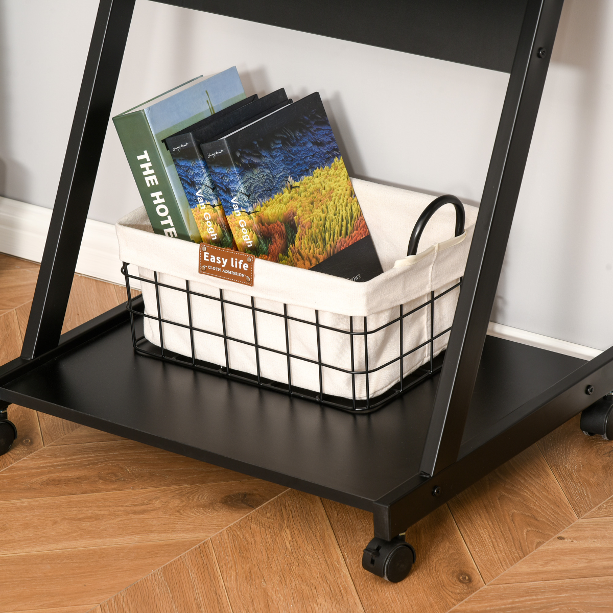 Movable Computer Desk with 4 Moving Wheels Sliding Keyboard Tray Black