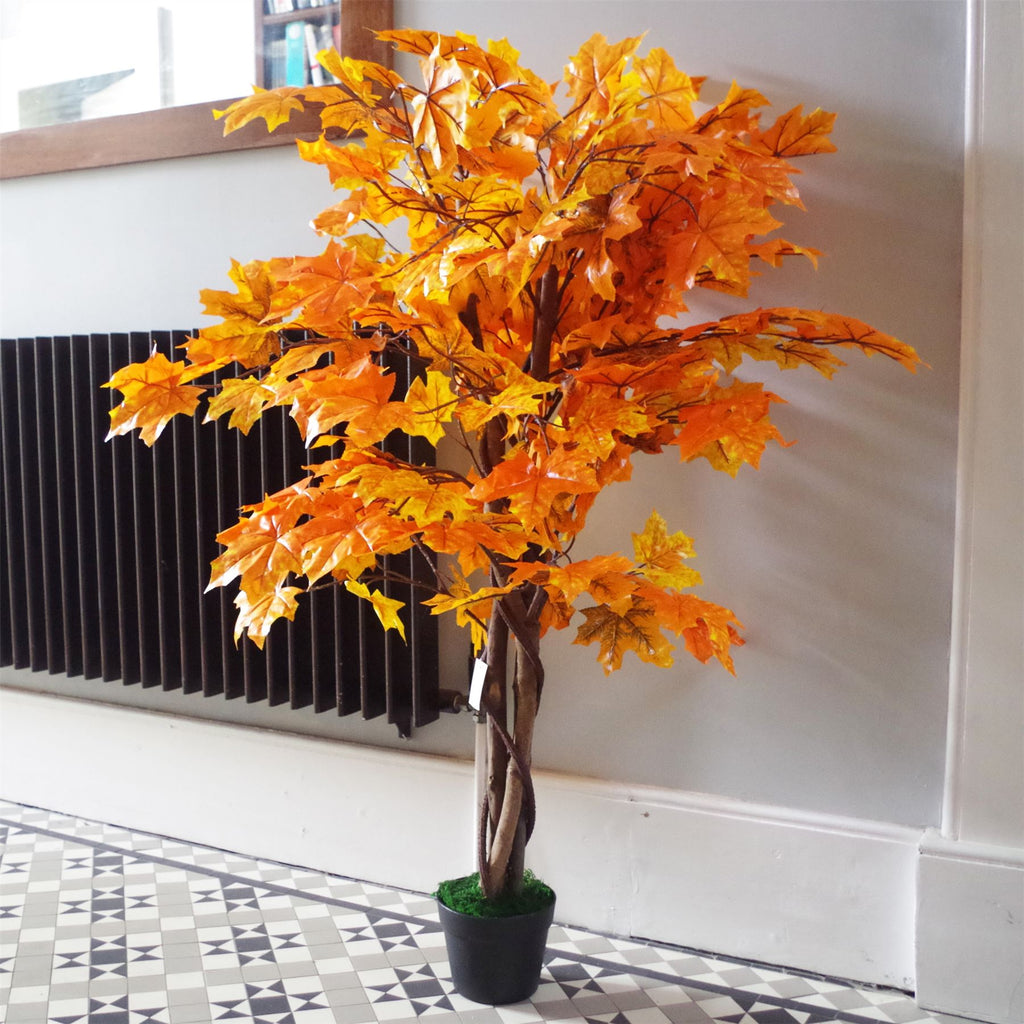 125cm Orange Maple Acer Artificial Tree - Extra-Large Indoor Decor