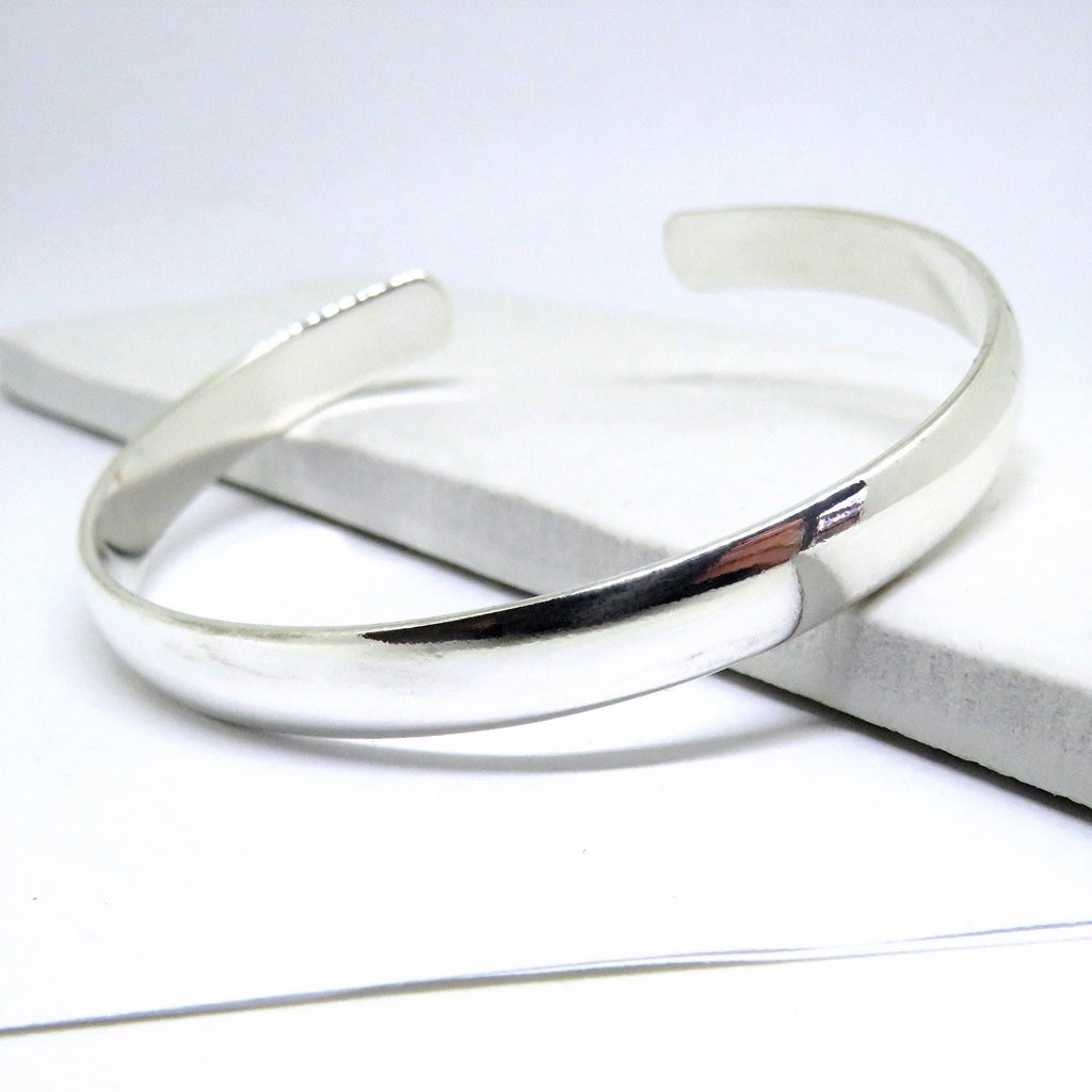 Chunky Sterling Silver Plated Bangle – Adjustable Statement Gift