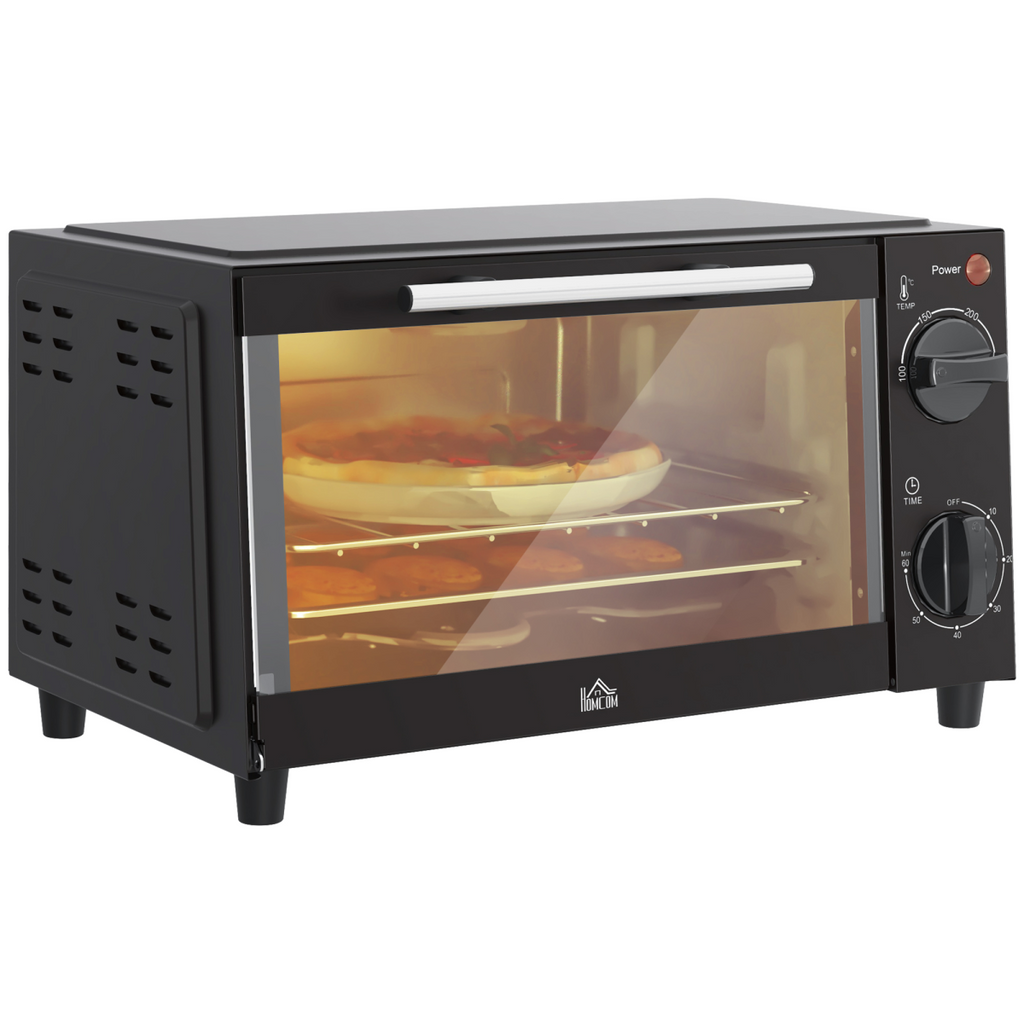 9L Mini Oven: 750W Countertop Toaster & Grill with Glass Window